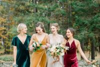 velvet dresses are perfect for fall bridesmaids