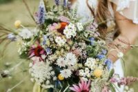 a textural cascading wedding bouquet