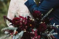 a moody textural wedding bouquet