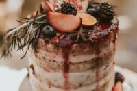 a yummy naked wedding cake