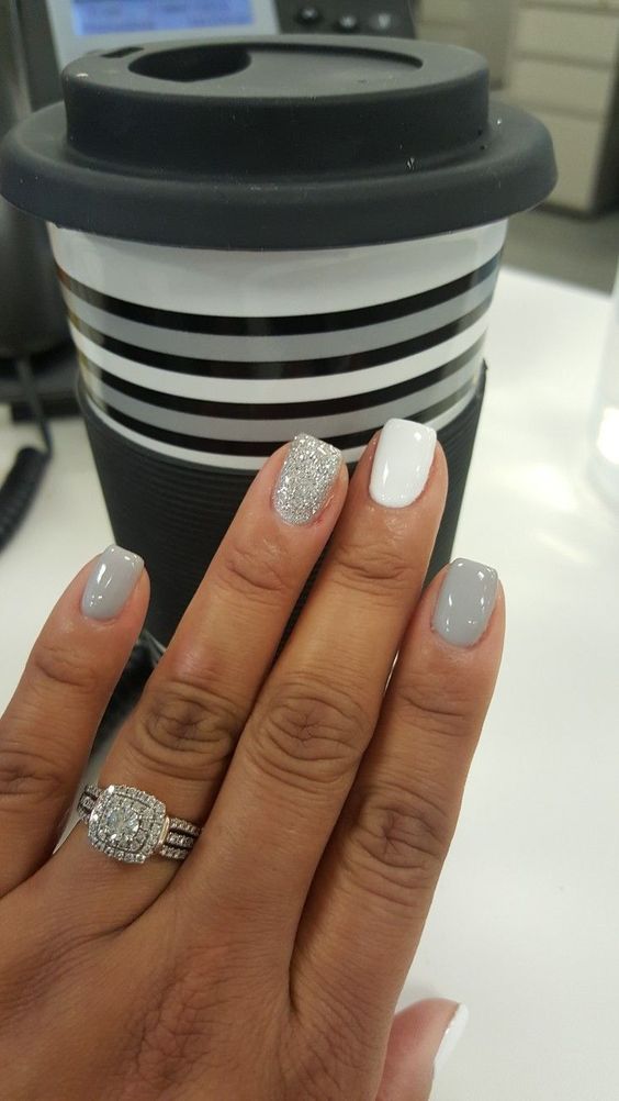 chic winter neutrals, white, grey and silver glitter for a bride who wants a fresh take on neutrals