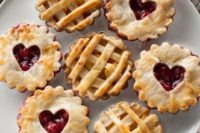 mini wedding dessert cherry pies with hearts and covered ones are amazingly tasty and homey