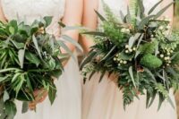 various greenery and foliage wedding bouquets with berries and ferns look very eye-catchy and very interesting
