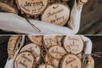 wood slices with a live edge and burnt names and dates can be signed up by the guests and hung on a Christmas tree or wherever you want