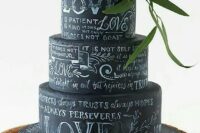 a cool chalkboard wedding cake