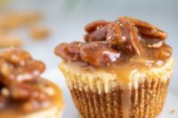 delicious pecan pie cheesecake bites with salted caramel are great for a fall wedding