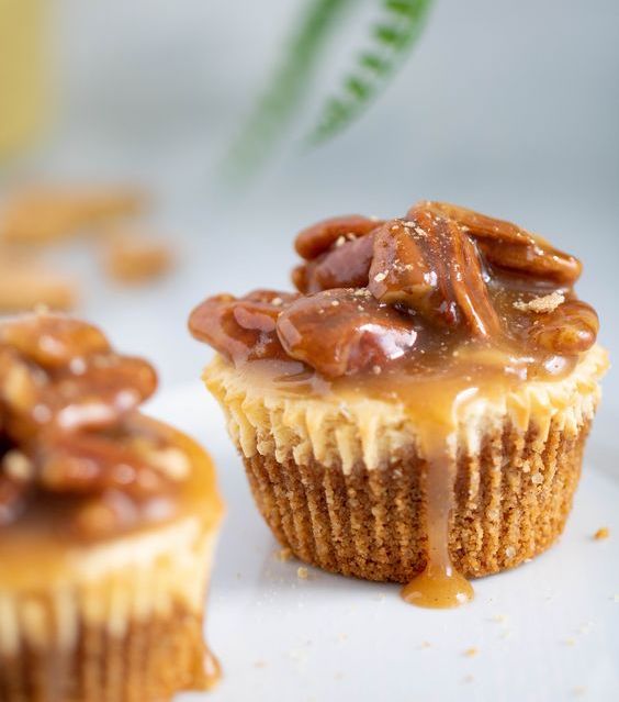 delicious pecan pie cheesecake bites with salted caramel are great for a fall wedding