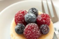 gluten-free mini cheesecakes topped with fresh berries are a perfect idea for guests who don’t eat gluten