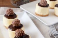 mini cheesecakes with chocolate and Ferrero Roche on top are delicious and look super cool