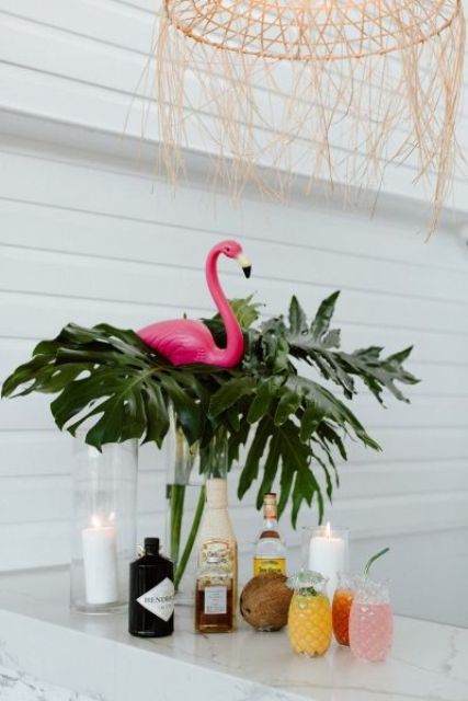 a cute and vibrant tropical wedding decor idea