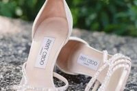amazing embellished wedding heels with a sparkling strappy top will be a perfect solution for a spring or summer bridal look