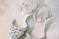 a lovely pair of glitter wedding shoes