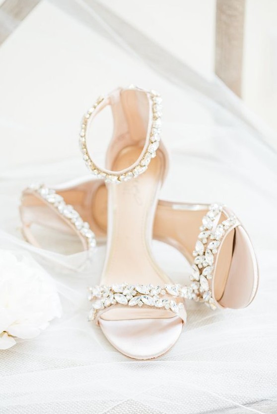 gorgeous embellished ankle strap sandals will add a touch of bling and chic to your summer bridal look