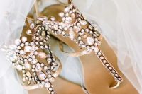 heavily embellished gladiator sandals are nice for a beach wedding or just for comfortable wearing
