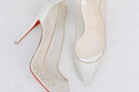 sheer embellished wedding heels are a great idea to look delicate, feminine and tender