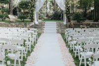 a stylish secret garden wedding aisle decor idea