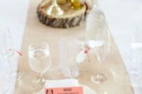 burlap, horseshoes and simple colorful menus will make your table rustic and cowgirl-like