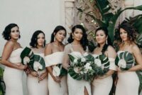 chic and sexy white off the shoulder and strapless mermaid bridesmaid dresses for a sexy statement