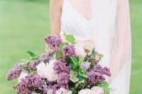 28 a wildly romantic blush and purple lilac wedding bouquet is a gorgeous idea for a garden bride, for a spring or summer one