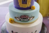 a colorful themed Friends groom’s cake is a lovely idea for a big fan of this show, and will please a lot of people at the party, too