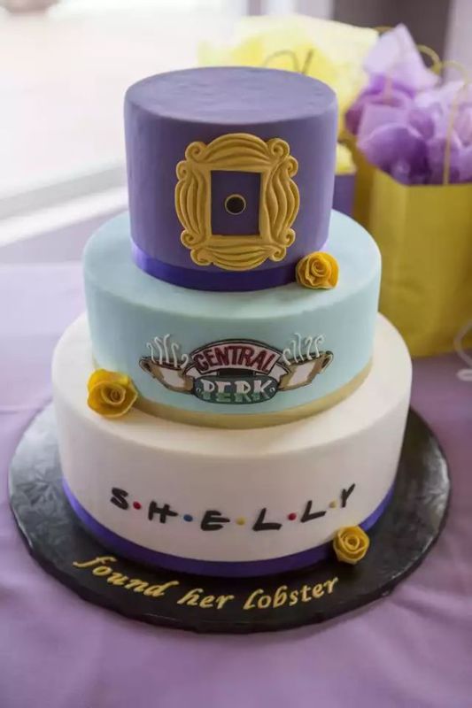 a colorful themed Friends groom's cake is a lovely idea for a big fan of this show, and will please a lot of people at the party, too