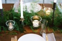 a lush fern table runner will give your table a slight woodland feel