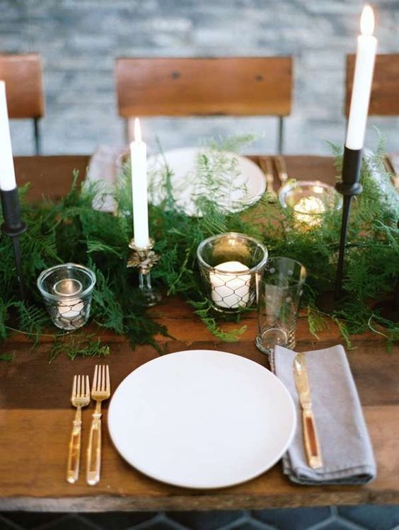 a lush fern table runner will give your table a slight woodland feel