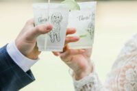 custom drink cups with your gone pet printed are a very cute and lovely idea for a wedding