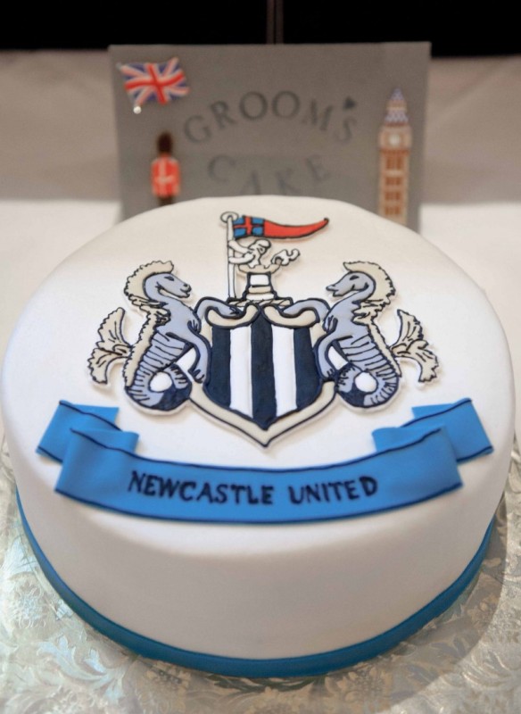 forget the World Cup—this groom's cake, complete with Newcastle United's crest, takes the win