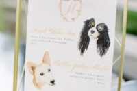 your pets painted on the menu to honor them are a lovely and cute idea for a wedding