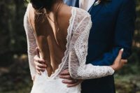 a boho lace A-line wedding gown with long sleeves is a lovely and chic idea for a modern boho bride