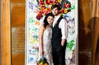 a lovely colorful wedding backdrop
