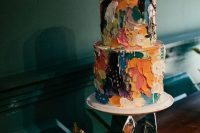 a stylish watercolor wedding cake design