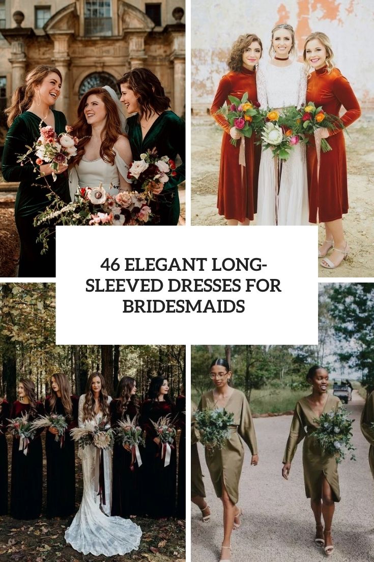 elegant long sleeved dresses for bridesmaids cover