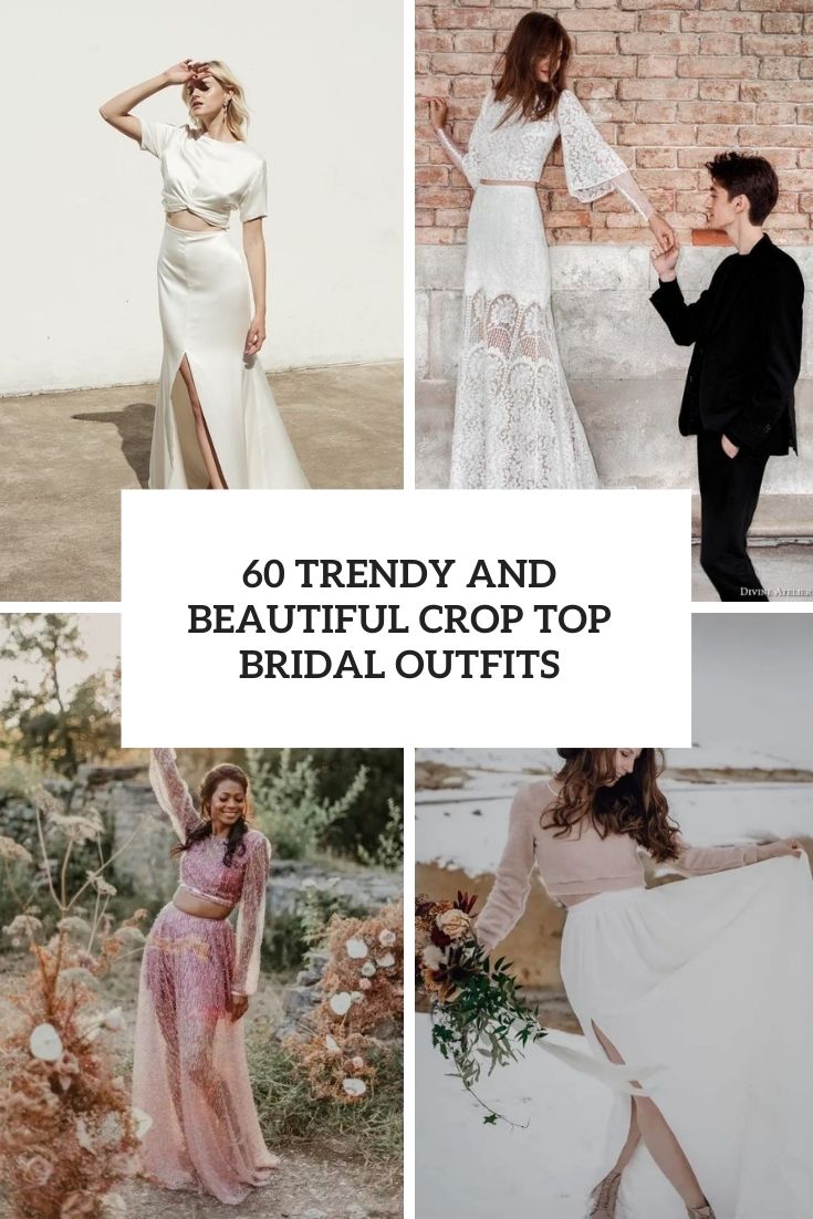 trendy and beautiful crop top bridal outfits cover