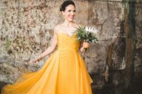 a super cute yellow wedding dress
