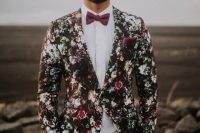 a lovely floral groom’s outfit