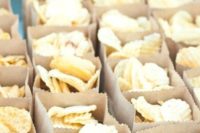 chips served in simple cardboard boxes are a timeless snack idea that will please the crowd