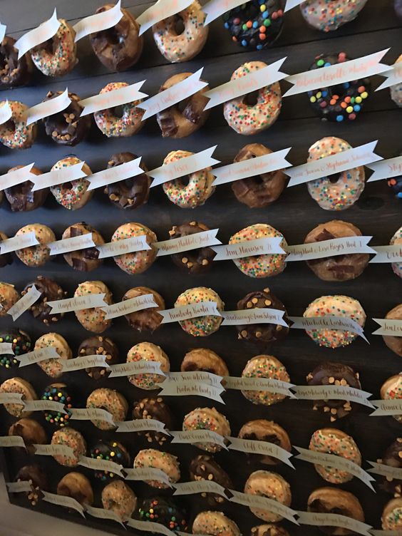 each donut with a wish or some saying is a fun idea that your guests will appreciate