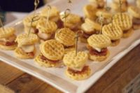 mini waffle sliders with various fillings are delicious as a snack