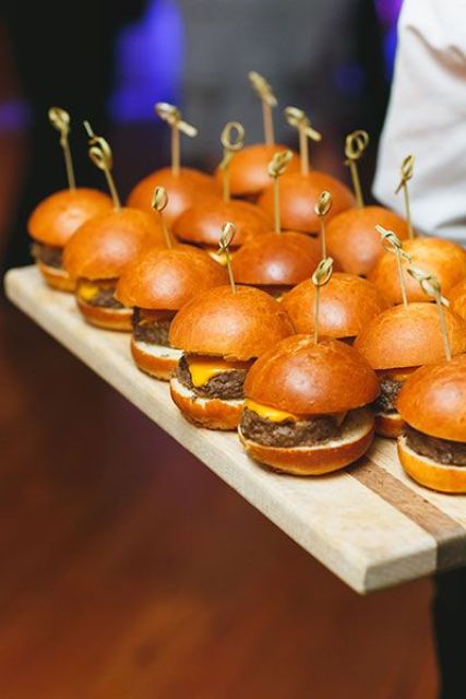 serve your favorite burgers for the cocktail hour, in lieu of stationed bites, don't waste much money on them