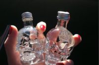 vodka in skull bottles are great drinkable wedding favors for a Gothic or Halloween wedding