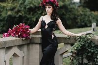 a stylish black wedding dress