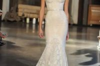 10 a super chic and sexy lace strapless mermaid wedding dress with a small sash and a train is a classic idea to show off your gorgeous body in the best way possible