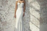 12 a gorgeous sexy strapless mermaid wedding dress with a lace bodice and a plain skirt plus a train will help you to look very attractive at the wedding
