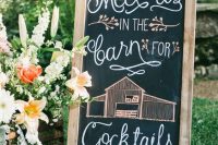 a chalkboard sign in a light-stained frame cann be a nice solution for a rustic wedding, and you can easily make one yourself