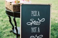 a simple and lovely chalkboard sign with calligraphy is a lovely idea for a rustic wedding, it can be rocked at any celebration