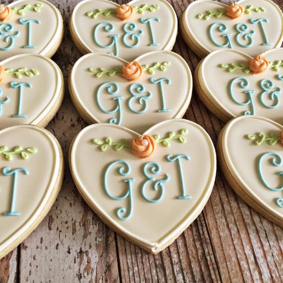 heart-shaped wedding cookies with your monograms are perfect for favors and you can DIY them