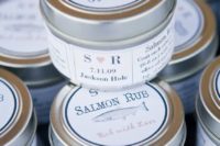salmon rub in tin cans is a great idea for a seaside or beach wedding or rehearsal dinner