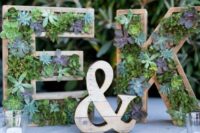 succulent decor is very popular today, so cover your letters or monograms with them for an edgy touch